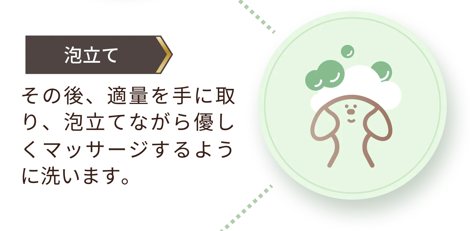 その後、適量を手に取り、泡立てながら優しくマッサージするように洗います。